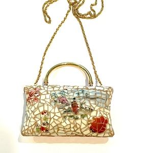 Mosaic Evening bag covered with small pieces of antique china.